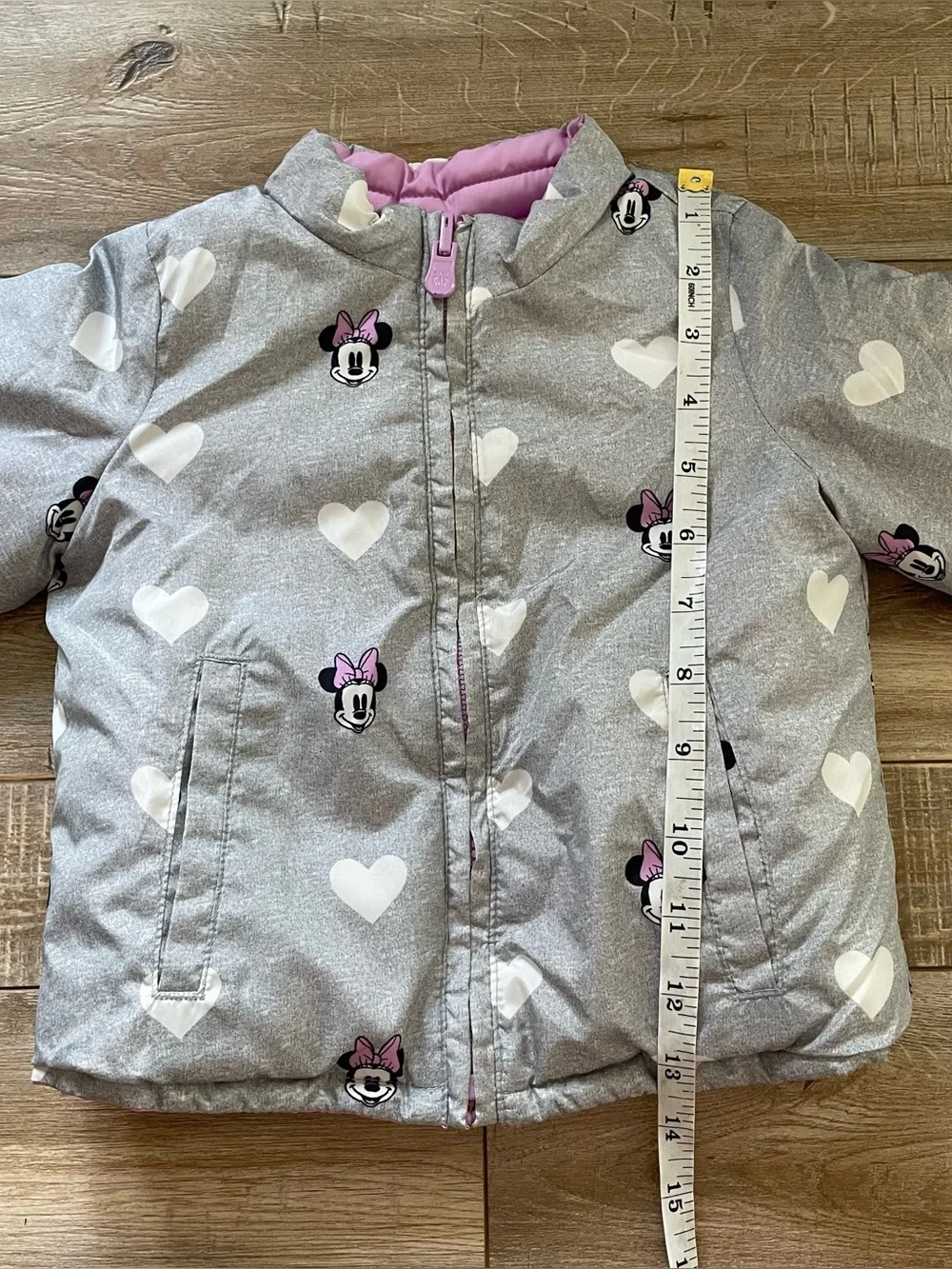 Baby Gap Disney Minnie Mouse Reversible Puffer Jacket 18-24M Pink Gray